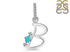 Turquoise & White Topaz Alphabet B Pendant TRQ-RDA-28.