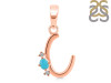 Turquoise & White Topaz Alphabet C Pendant TRQ-RDA-3.