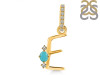 Turquoise & White Topaz Alphabet E Pendant TRQ-RDA-31.