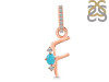 Turquoise & White Topaz Alphabet F Pendant TRQ-RDA-32.