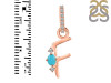 Turquoise & White Topaz Alphabet F Pendant TRQ-RDA-32.