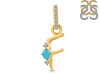 Turquoise & White Topaz Alphabet F Pendant TRQ-RDA-32.