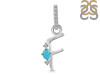 Turquoise & White Topaz Alphabet F Pendant TRQ-RDA-32.
