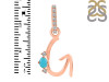 Turquoise & White Topaz Alphabet G Pendant TRQ-RDA-33.