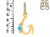 Turquoise & White Topaz Alphabet G Pendant TRQ-RDA-33.