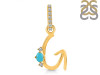 Turquoise & White Topaz Alphabet G Pendant TRQ-RDA-33.