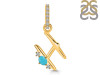 Turquoise & White Topaz Alphabet H Pendant TRQ-RDA-34.