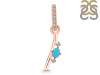 Turquoise & White Topaz Alphabet I Pendant TRQ-RDA-35.