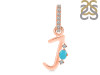 Turquoise & White Topaz Alphabet J Pendant TRQ-RDA-36.