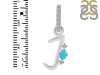 Turquoise & White Topaz Alphabet J Pendant TRQ-RDA-36.