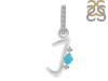 Turquoise & White Topaz Alphabet J Pendant TRQ-RDA-36.