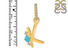 Turquoise & White Topaz Alphabet K Pendant TRQ-RDA-37.