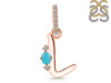 Turquoise & White Topaz Alphabet L Pendant TRQ-RDA-38.