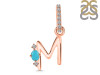 Turquoise & White Topaz Alphabet M Pendant TRQ-RDA-39.