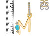 Turquoise & White Topaz Alphabet M Pendant TRQ-RDA-39.
