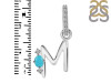 Turquoise & White Topaz Alphabet M Pendant TRQ-RDA-39.