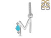 Turquoise & White Topaz Alphabet M Pendant TRQ-RDA-39.