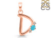 Turquoise & White Topaz Alphabet D Pendant TRQ-RDA-4.