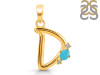 Turquoise & White Topaz Alphabet D Pendant TRQ-RDA-4.
