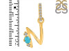 Turquoise & White Topaz Alphabet N Pendant TRQ-RDA-40.