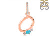 Turquoise & White Topaz Alphabet O Pendant TRQ-RDA-41.