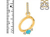 Turquoise & White Topaz Alphabet O Pendant TRQ-RDA-41.