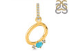 Turquoise & White Topaz Alphabet O Pendant TRQ-RDA-41.