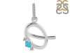 Turquoise & White Topaz Alphabet Q Pendant TRQ-RDA-43.
