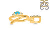 Turquoise & White Topaz Alphabet Q Pendant TRQ-RDA-43.