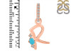 Turquoise & White Topaz Alphabet R Pendant TRQ-RDA-44.