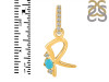 Turquoise & White Topaz Alphabet R Pendant TRQ-RDA-44.