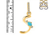 Turquoise & White Topaz Alphabet S Pendant TRQ-RDA-45.