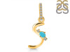 Turquoise & White Topaz Alphabet S Pendant TRQ-RDA-45.