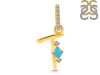 Turquoise & White Topaz Alphabet T Pendant TRQ-RDA-46.