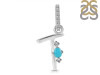 Turquoise & White Topaz Alphabet T Pendant TRQ-RDA-46.