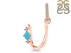 Turquoise & White Topaz Alphabet U Pendant TRQ-RDA-47.