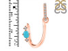 Turquoise & White Topaz Alphabet U Pendant TRQ-RDA-47.