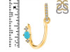 Turquoise & White Topaz Alphabet U Pendant TRQ-RDA-47.