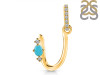Turquoise & White Topaz Alphabet U Pendant TRQ-RDA-47.