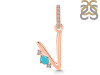 Turquoise & White Topaz Alphabet V Pendant TRQ-RDA-48.