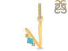 Turquoise & White Topaz Alphabet V Pendant TRQ-RDA-48.