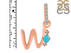 Turquoise & White Topaz Alphabet W Pendant TRQ-RDA-49.