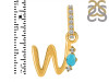 Turquoise & White Topaz Alphabet W Pendant TRQ-RDA-49.