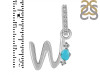 Turquoise & White Topaz Alphabet W Pendant TRQ-RDA-49.
