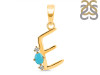 Turquoise & White Topaz Alphabet E Pendant TRQ-RDA-5.