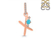 Turquoise & White Topaz Alphabet X Pendant TRQ-RDA-50.