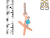 Turquoise & White Topaz Alphabet X Pendant TRQ-RDA-50.