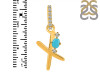 Turquoise & White Topaz Alphabet X Pendant TRQ-RDA-50.