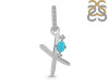 Turquoise & White Topaz Alphabet X Pendant TRQ-RDA-50.