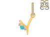 Turquoise & White Topaz Alphabet Y Pendant TRQ-RDA-51.